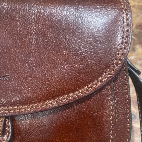 Gianni Conti Brown Leather Crossbody Bag Made In Italy - Picture 10 of 13